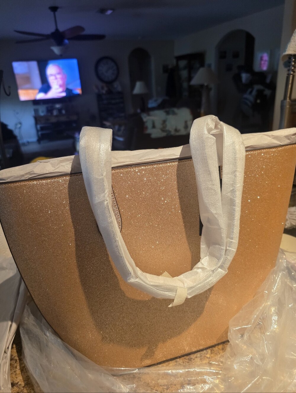 kate spade Rose Gold Glitter Tote Bag